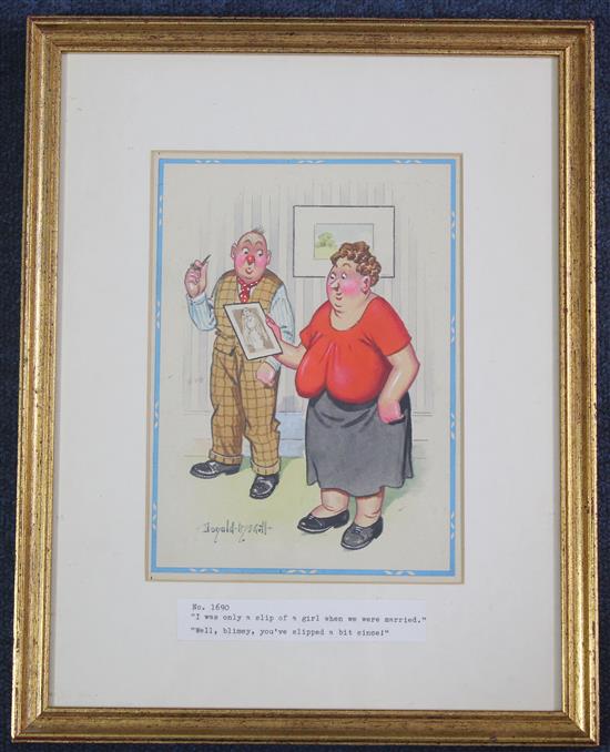 Donald McGill (1875-1962) No.1690, I was only a slip of a girl when we were married. Well blimey youve slipped a bit since., 8.25